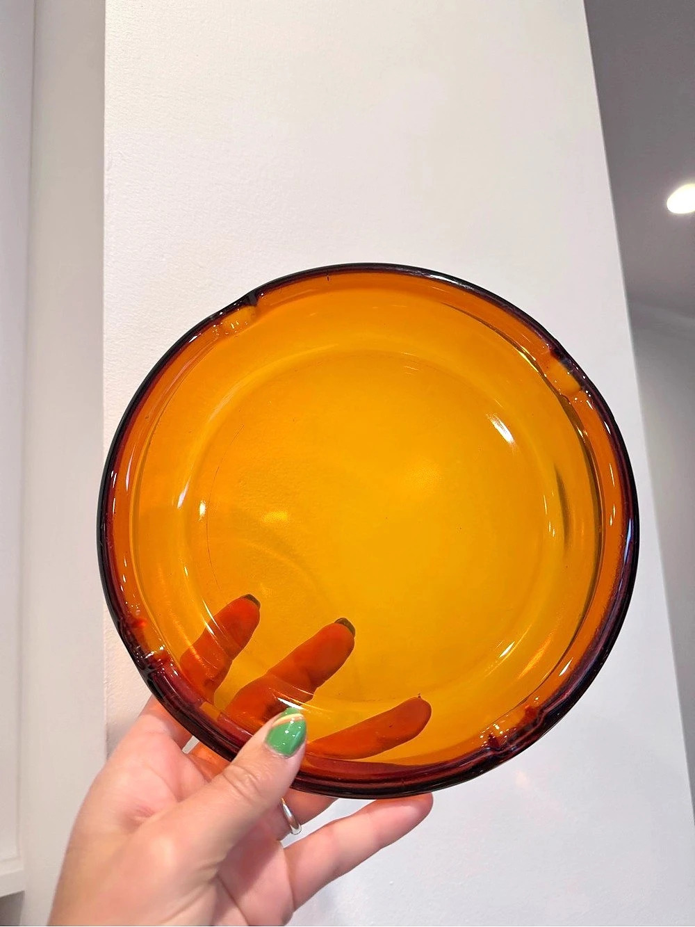 MCM Amber Glass Ashtray Trinket Dish